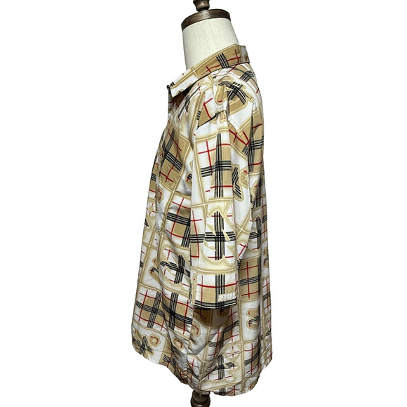 Southpole Shirt Mens Large Tan Red Loop Collar Hip Hop Y2K Button Up Streetwear - Picture 5 of 8